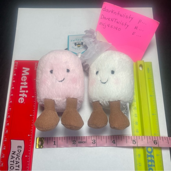 BNWT JELLYCAT I AM AMUSEABLE PAIR OF MARSHMALLOWS BAG CHARM KEYCHAIN - Picture 7 of 13